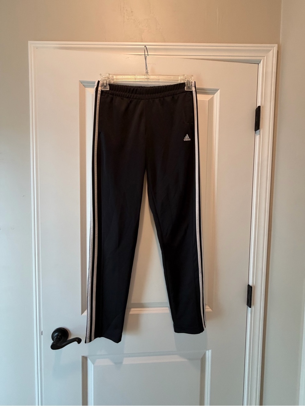 adidas Black Track Pants with White Side Stripes